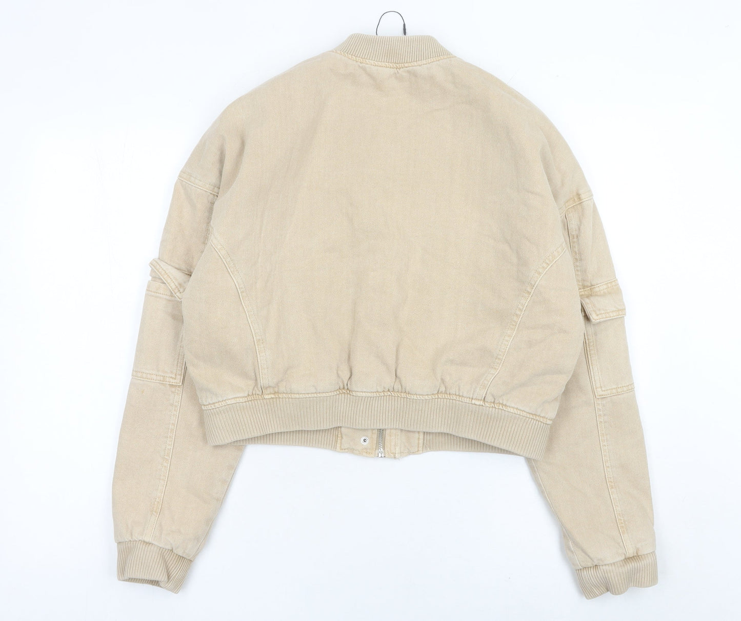 Primark Women’s Beige 2XS Bomber Jacket Cropped Cotton Casual