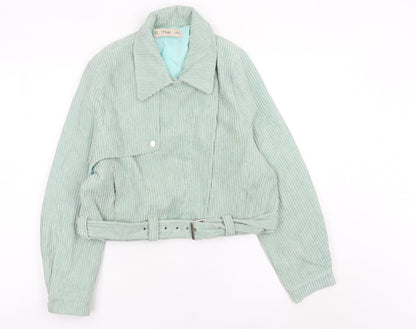 K-Zell Women’s Green Corduroy Cropped Bomber Jacket Size M
