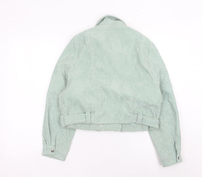 K-Zell Women’s Green Corduroy Cropped Bomber Jacket Size M