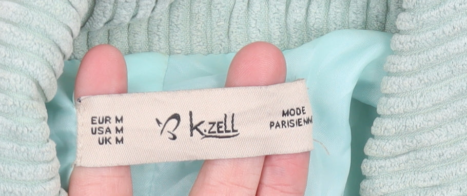 K-Zell Women’s Green Corduroy Cropped Bomber Jacket Size M