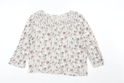 FatFace Womens Ivory Floral Tunic Blouse Size 12 3/4 Sleeve