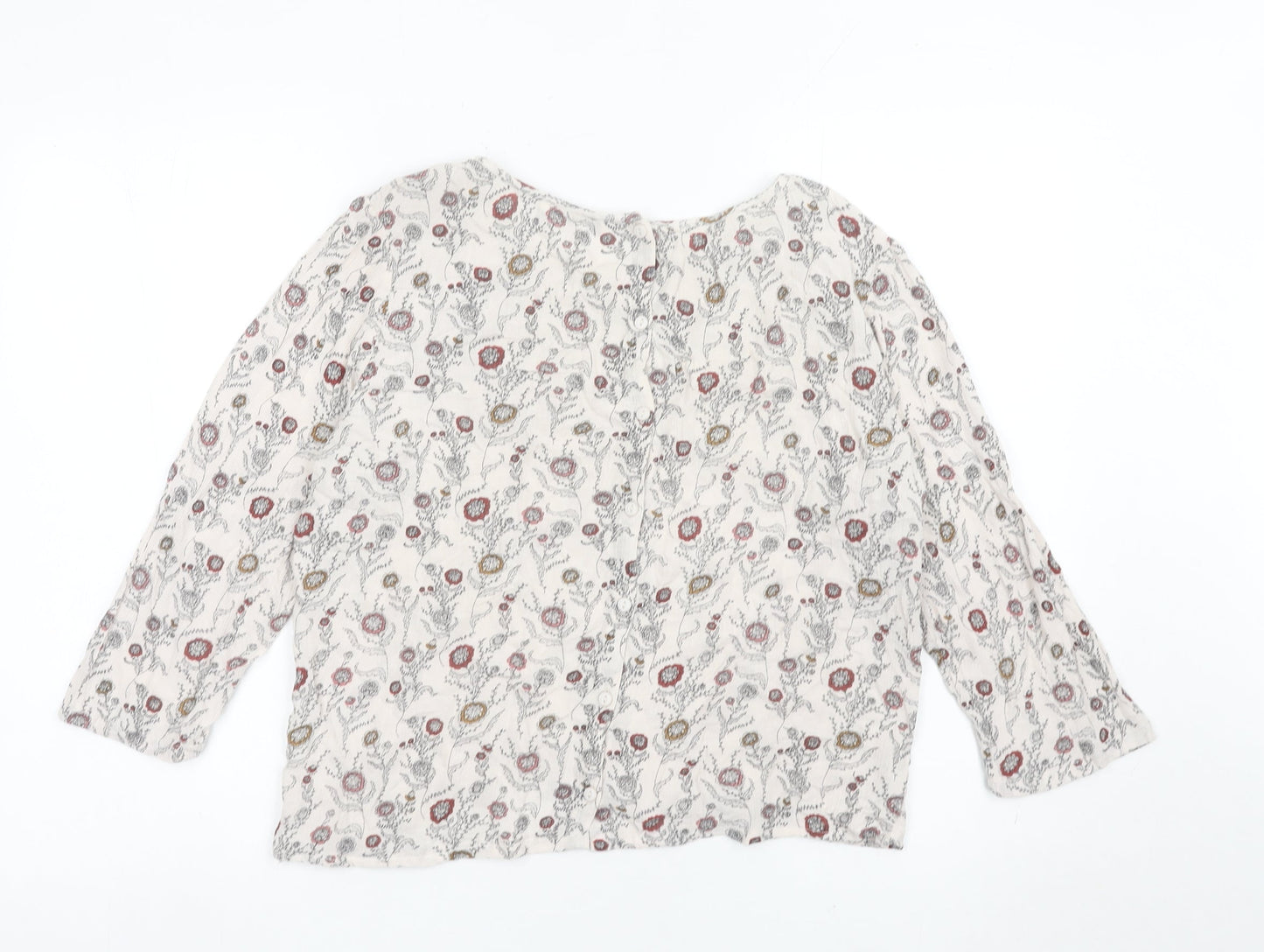 FatFace Womens Ivory Floral Tunic Blouse Size 12 3/4 Sleeve