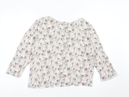 FatFace Womens Ivory Floral Tunic Blouse Size 12 3/4 Sleeve