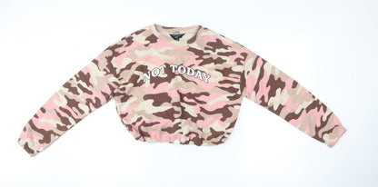 New Look Girls Pink Camouflage Graphic Sweatshirt Age 12-13 Years