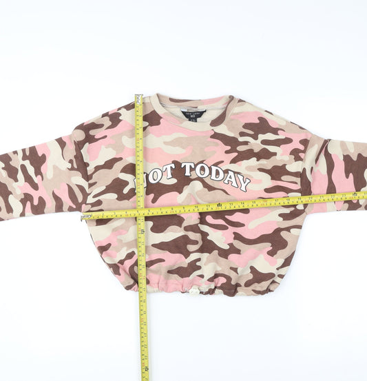 New Look Girls Pink Camouflage Graphic Sweatshirt Age 12-13 Years