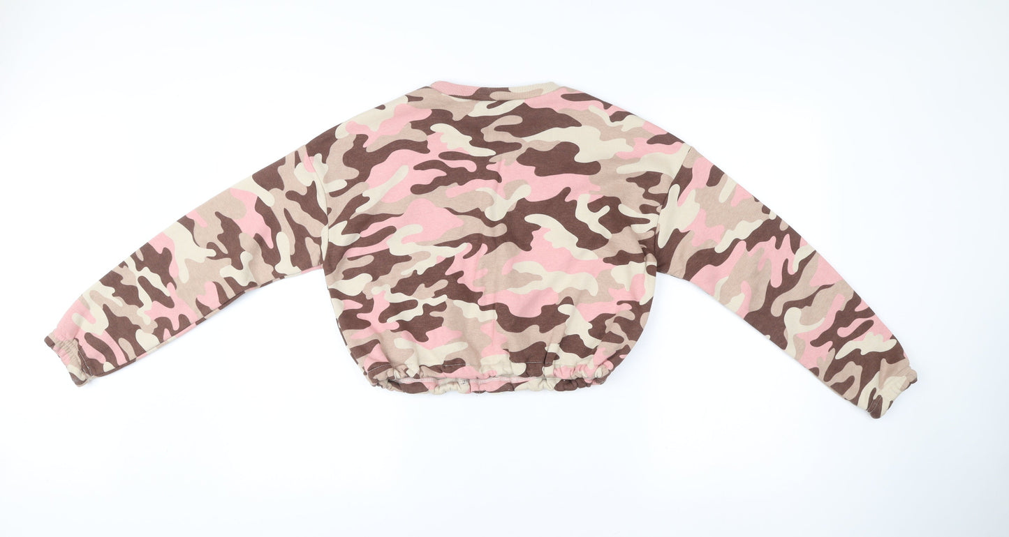 New Look Girls Pink Camouflage Graphic Sweatshirt Age 12-13 Years