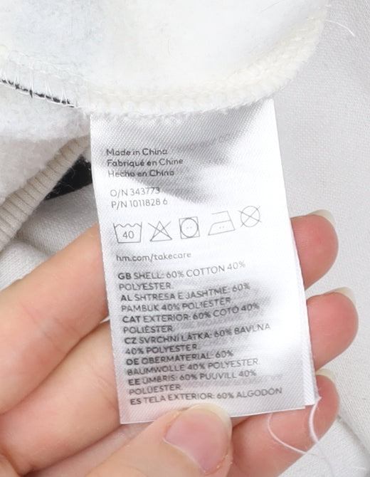 H&M Women’s White Striped Cotton Blend Sweatshirt Size L