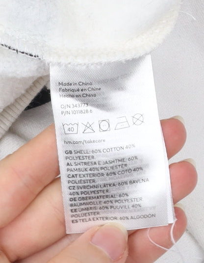 H&M Women’s White Striped Cotton Blend Sweatshirt Size L