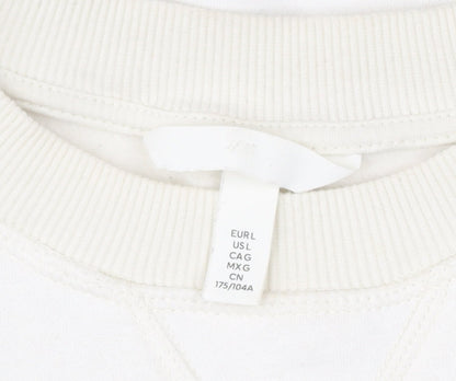 H&M Women’s White Striped Cotton Blend Sweatshirt Size L