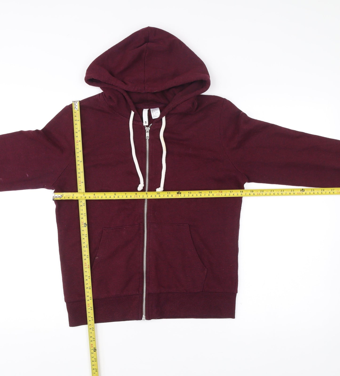 Women's Burgundy Zip Hoodie Small Cotton Blend Casual