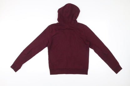 Women's Burgundy Zip Hoodie Small Cotton Blend Casual