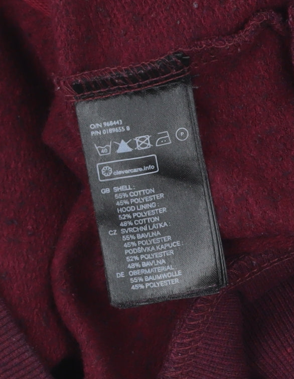 Women's Burgundy Zip Hoodie Small Cotton Blend Casual