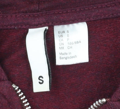 Women's Burgundy Zip Hoodie Small Cotton Blend Casual