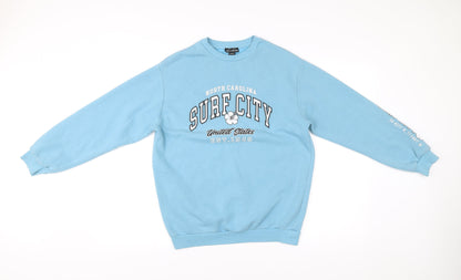 New Look Girls Blue Pullover Sweatshirt 12-13 Yrs Surf City Graphic Print