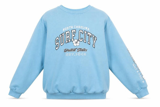 New Look Girls Blue Pullover Sweatshirt 12-13 Yrs Surf City Graphic Print