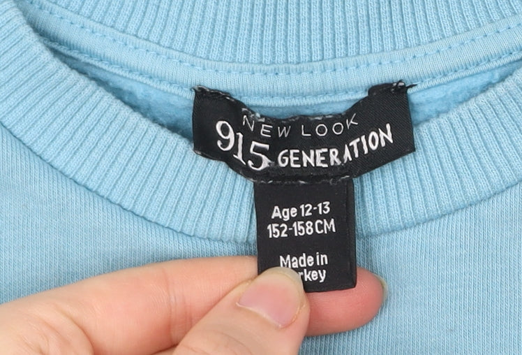 New Look Girls Blue Pullover Sweatshirt 12-13 Yrs Surf City Graphic Print