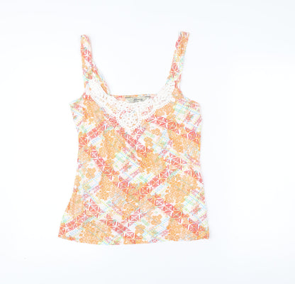 Mantaray Womens Multicoloured Cotton Crochet Tank Top Size 8