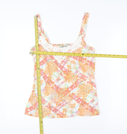 Mantaray Womens Multicoloured Cotton Crochet Tank Top Size 8