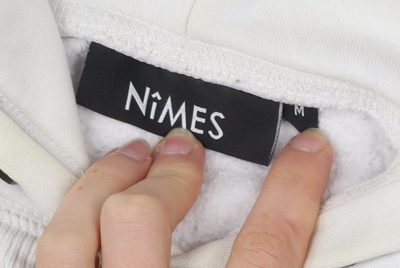 Mens UK Size M Nimes White Pullover Hoodie