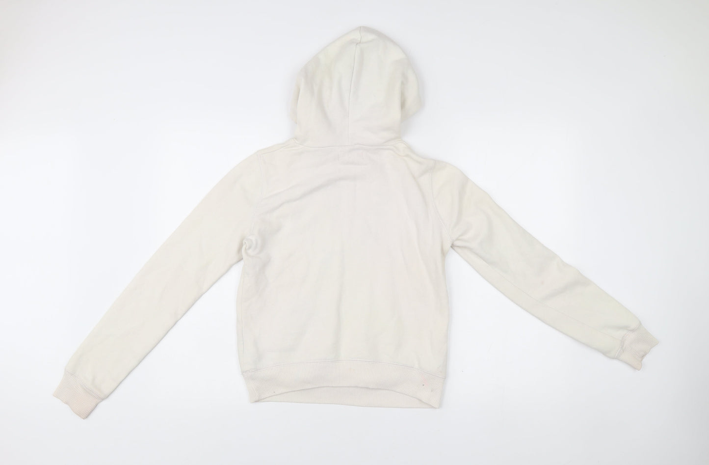 Hollister Womens Ivory Pullover Hoodie XS Logo Raglan Casual