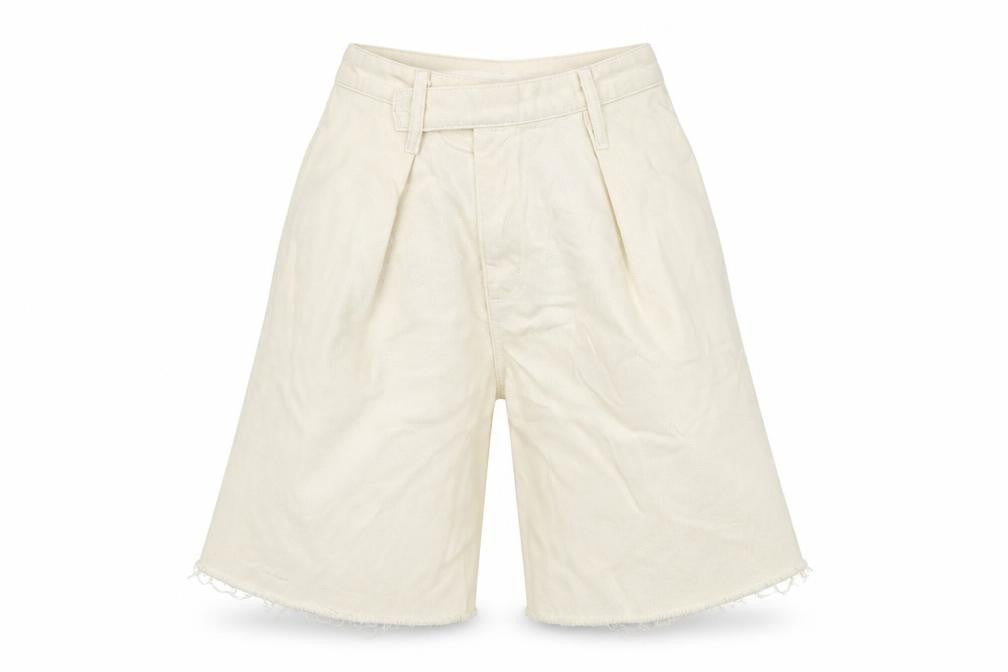 Zara Women Ivory Size 6 High Rise Pleated Cut-Off Shorts