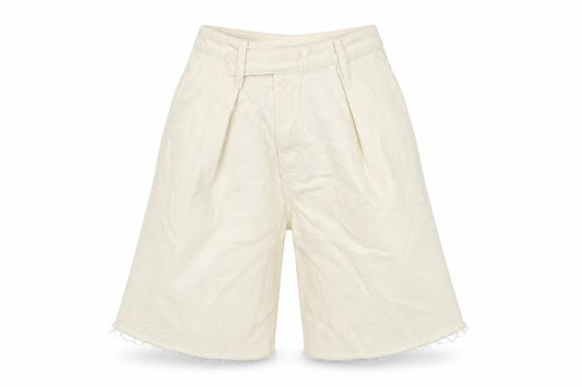 Zara Women Ivory Size 6 High Rise Pleated Cut-Off Shorts