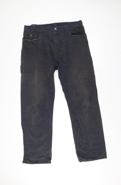 Tommy Hilfiger Mens Black Chino Trousers Size 36W 32L Straight Fit