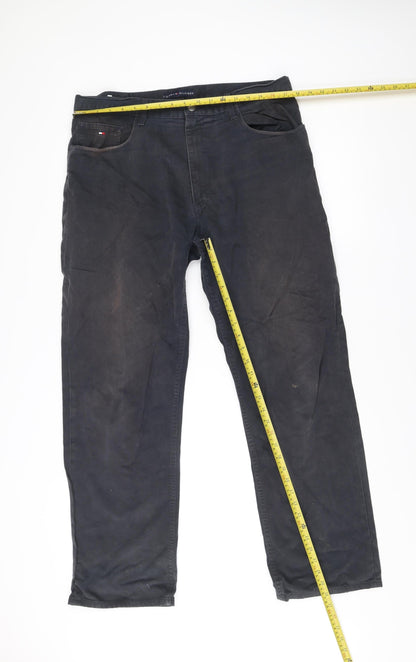 Tommy Hilfiger Mens Black Chino Trousers Size 36W 32L Straight Fit
