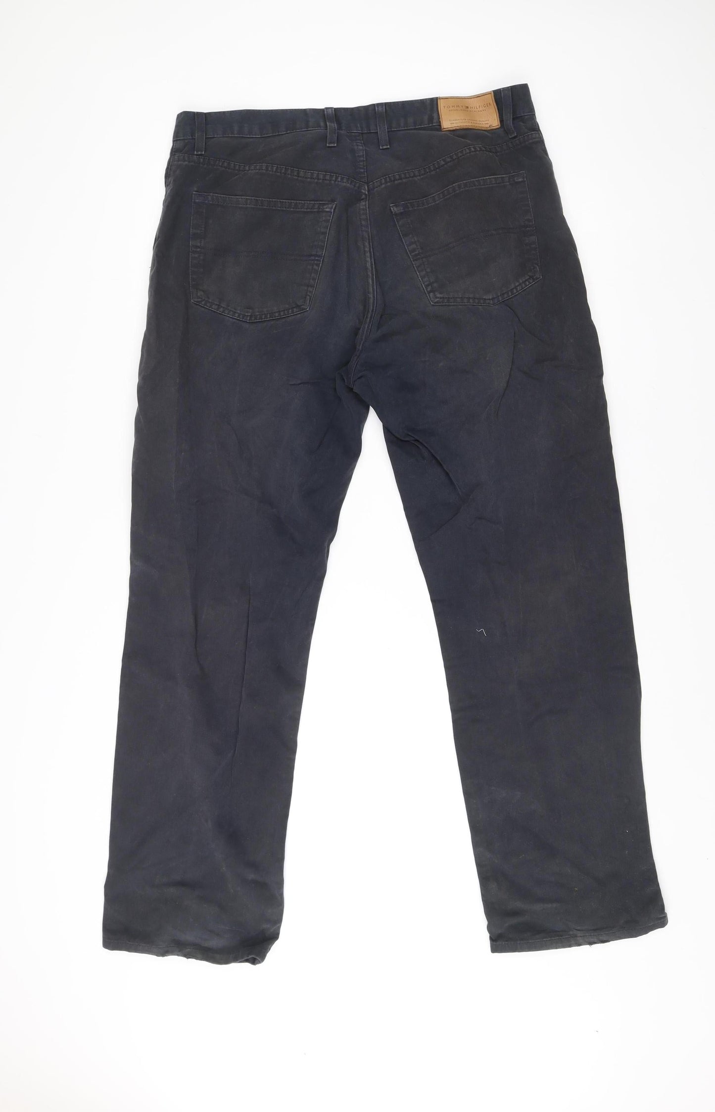 Tommy Hilfiger Mens Black Chino Trousers Size 36W 32L Straight Fit