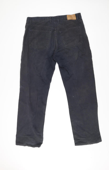 Tommy Hilfiger Mens Black Chino Trousers Size 36W 32L Straight Fit