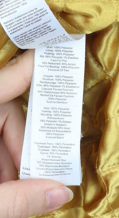 New Look Women’s Yellow Parka Jacket Size 8 Hooded Mid-Length Coat