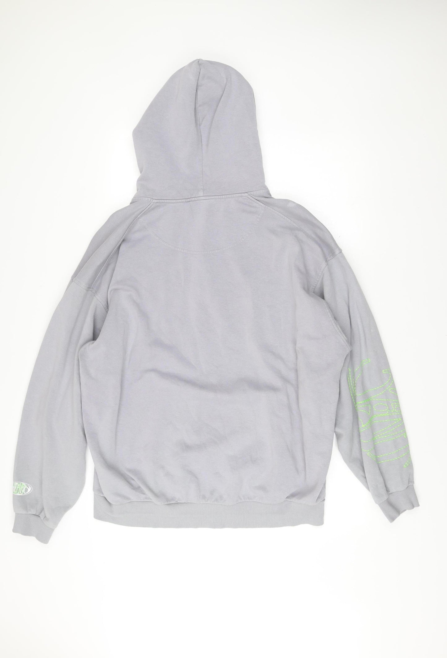 Weekday Men’s Grey Full Zip Hoodie S Graphic Print Cotton Blend