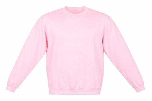 Front view of PRETTYLITTLETHING unisex pink l pullover sweatshirt crew neck