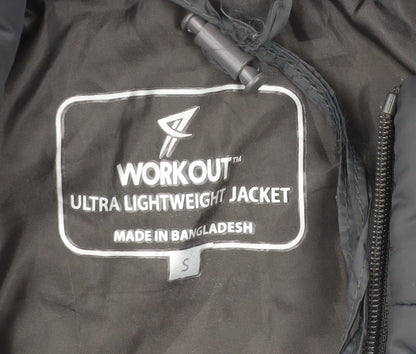 Workout Men’s Black S Puffer Jacket Lightweight Nylon