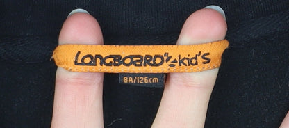 Longboard Kid's Boys Black Full Zip Fleece Jacket 8 Years Polyester