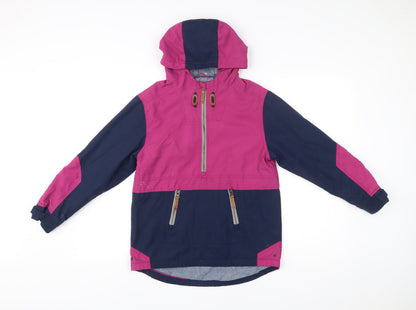 FatFace Girls Pink Blue Colourblock Hooded Anorak Jacket 10-11 Years