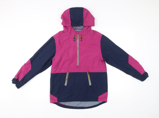 FatFace Girls Pink Blue Colourblock Hooded Anorak Jacket 10-11 Years