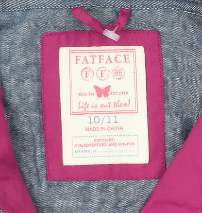 FatFace Girls Pink Blue Colourblock Hooded Anorak Jacket 10-11 Years