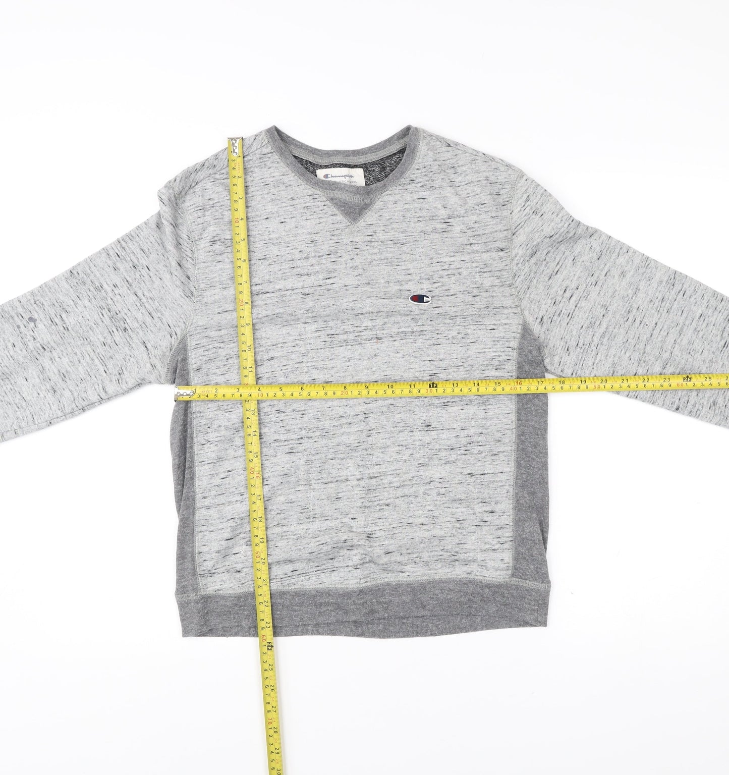 Champion Unisex Grey Medium Pullover Sweatshirt Vintage Logo V-Neck