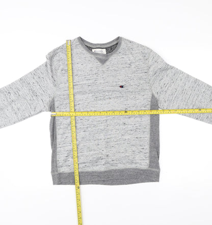 Champion Unisex Grey Medium Pullover Sweatshirt Vintage Logo V-Neck