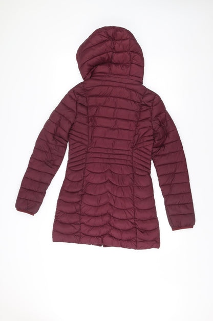 Santelon Womens Purple 3XS Puffer Jacket Hooded Quilted Nylon