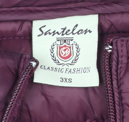 Santelon Womens Purple 3XS Puffer Jacket Hooded Quilted Nylon