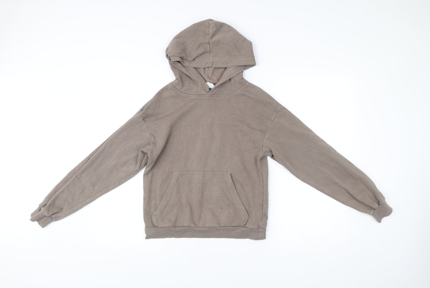 H&M Boys Brown Hoodie Age 11 Pullover Fleece Cotton Blend Long Sleeve