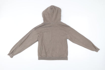 H&M Boys Brown Hoodie Age 11 Pullover Fleece Cotton Blend Long Sleeve