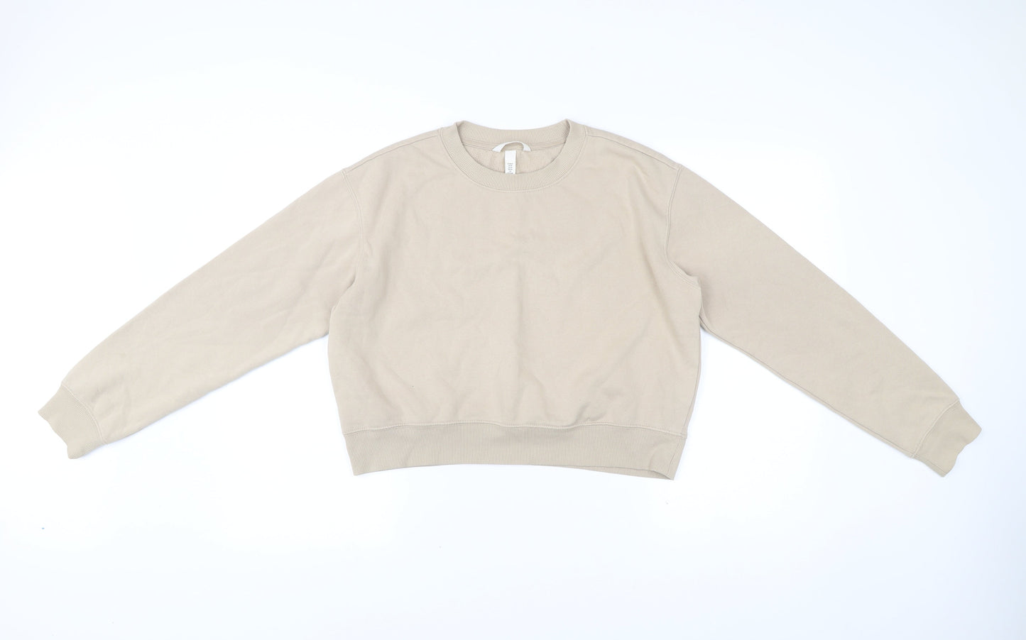 H&M Womens Beige Cotton Blend Pullover Sweatshirt Size 12
