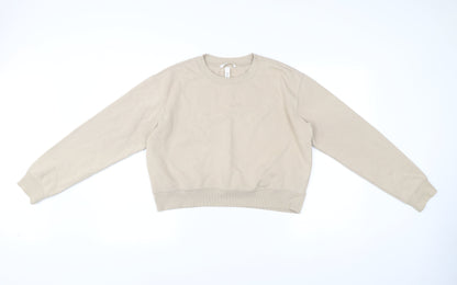 H&M Womens Beige Cotton Blend Pullover Sweatshirt Size 12