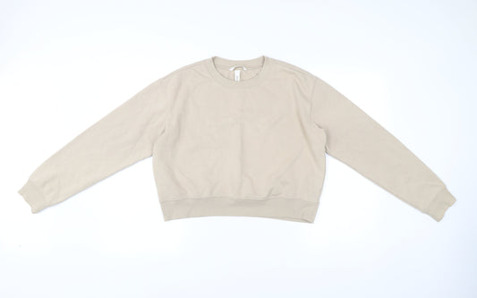 H&M Womens Beige Cotton Blend Pullover Sweatshirt Size 12