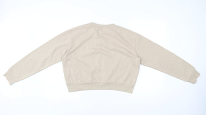 H&M Womens Beige Cotton Blend Pullover Sweatshirt Size 12