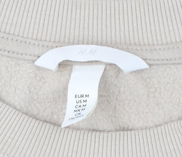 H&M Womens Beige Cotton Blend Pullover Sweatshirt Size 12