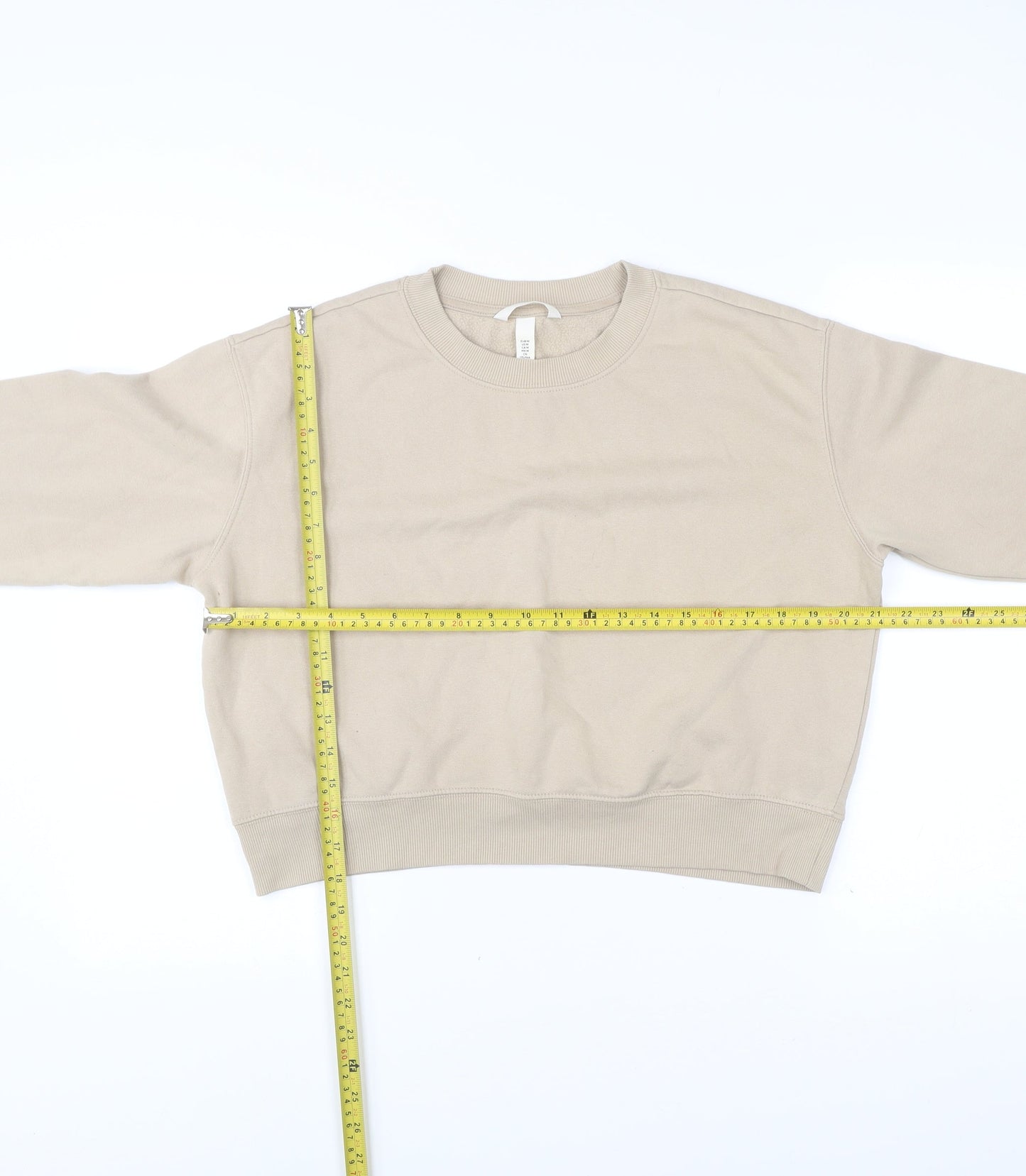 H&M Womens Beige Cotton Blend Pullover Sweatshirt Size 12